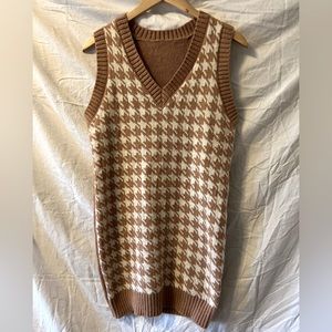 Vintage Houndstooth Sweater Vest Dress Mini